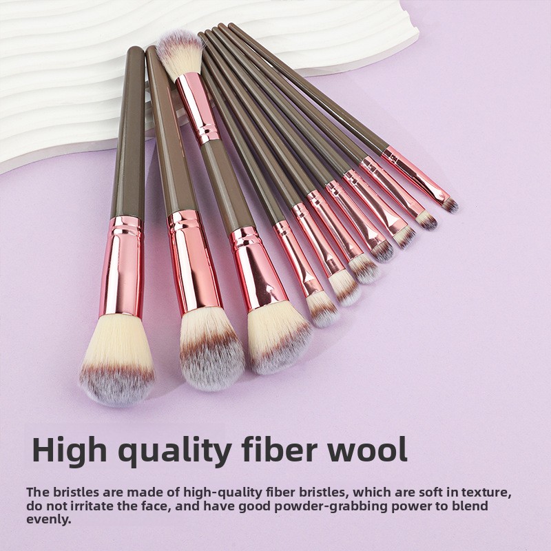 Professional Custom 10-Piece Makeup Brushes Set Powder Contouring Blush Brush Eye Shadow Eyebrow &amp; Lip Applicator Makeup Tools