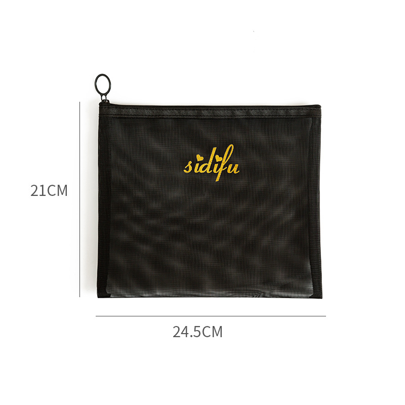 Custom Logo Mesh Storage Kits Zipper Brush Holder Organizer Cosmetic Pouch Make up Bag