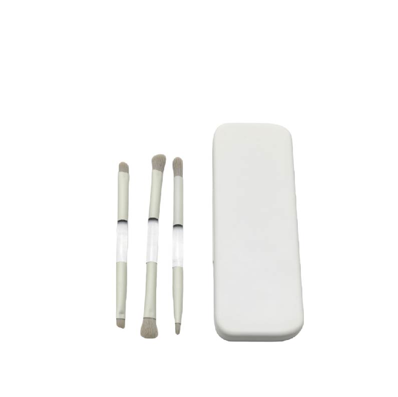 Compact Dual Ended Boxed Makeup Brush Set Synthetic Bristles Concealer Contour Face All in One Makeup Tool