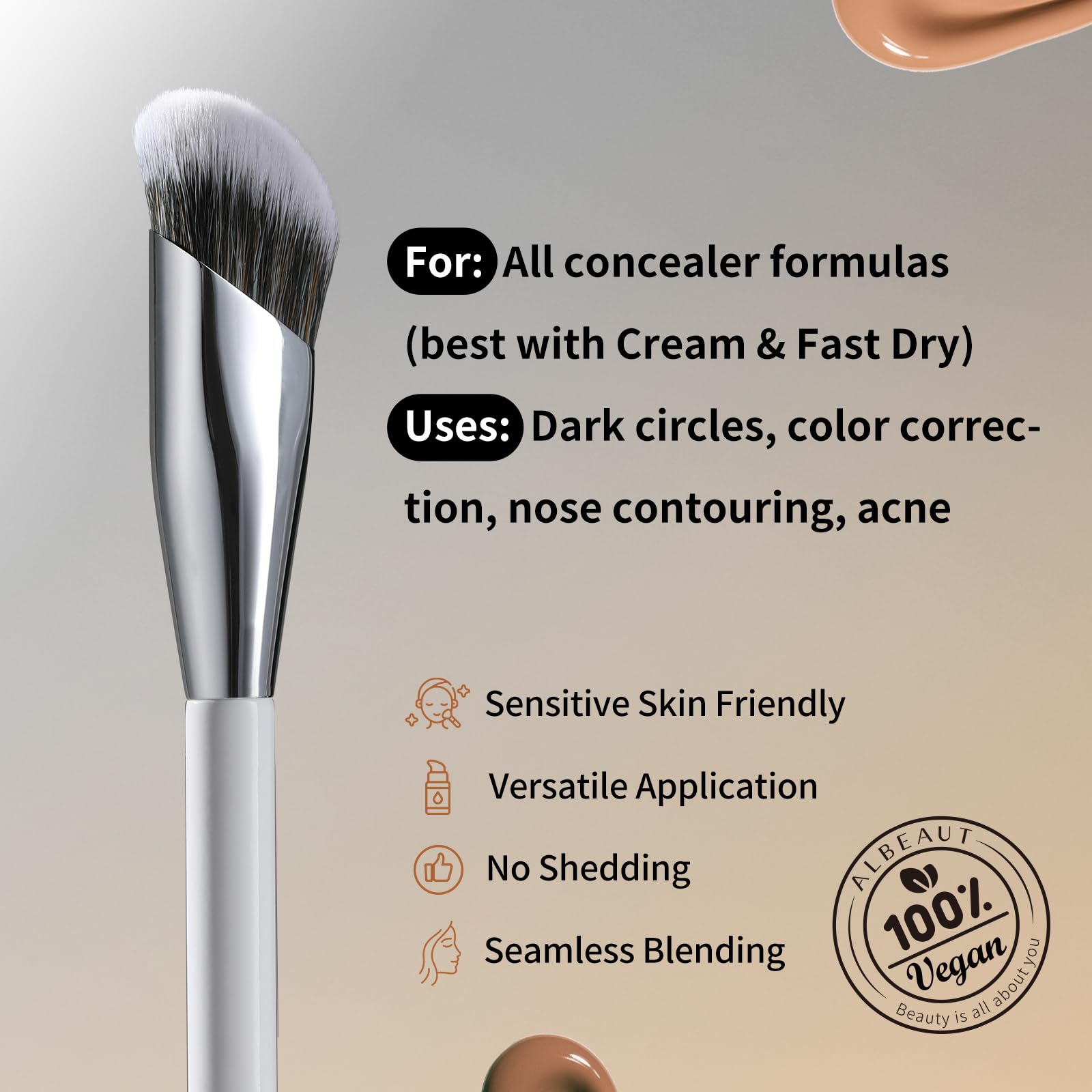 2 PCS Angled Brushes for Liquid Cream Stick Concealer Foundation Nose Contour Eyeshadow BlendingConcealer Makeup Brushes
