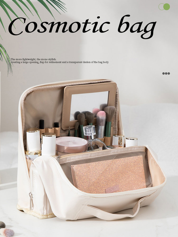 2026 Fashion Custom Waterproof Pu Travel Cosmetic Makeup Organizer Bag Pouch Skincare Storage Makeup Brush Set with Mirror