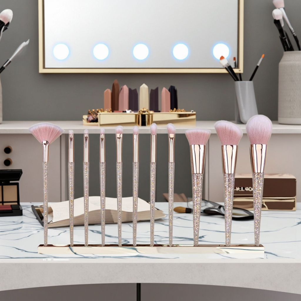 2024 New Arrival Makeup Brush Set with Popular Fan Style Eco-Friendly Soft Wooden Handle Wholesale Clearance Sale Face Use
