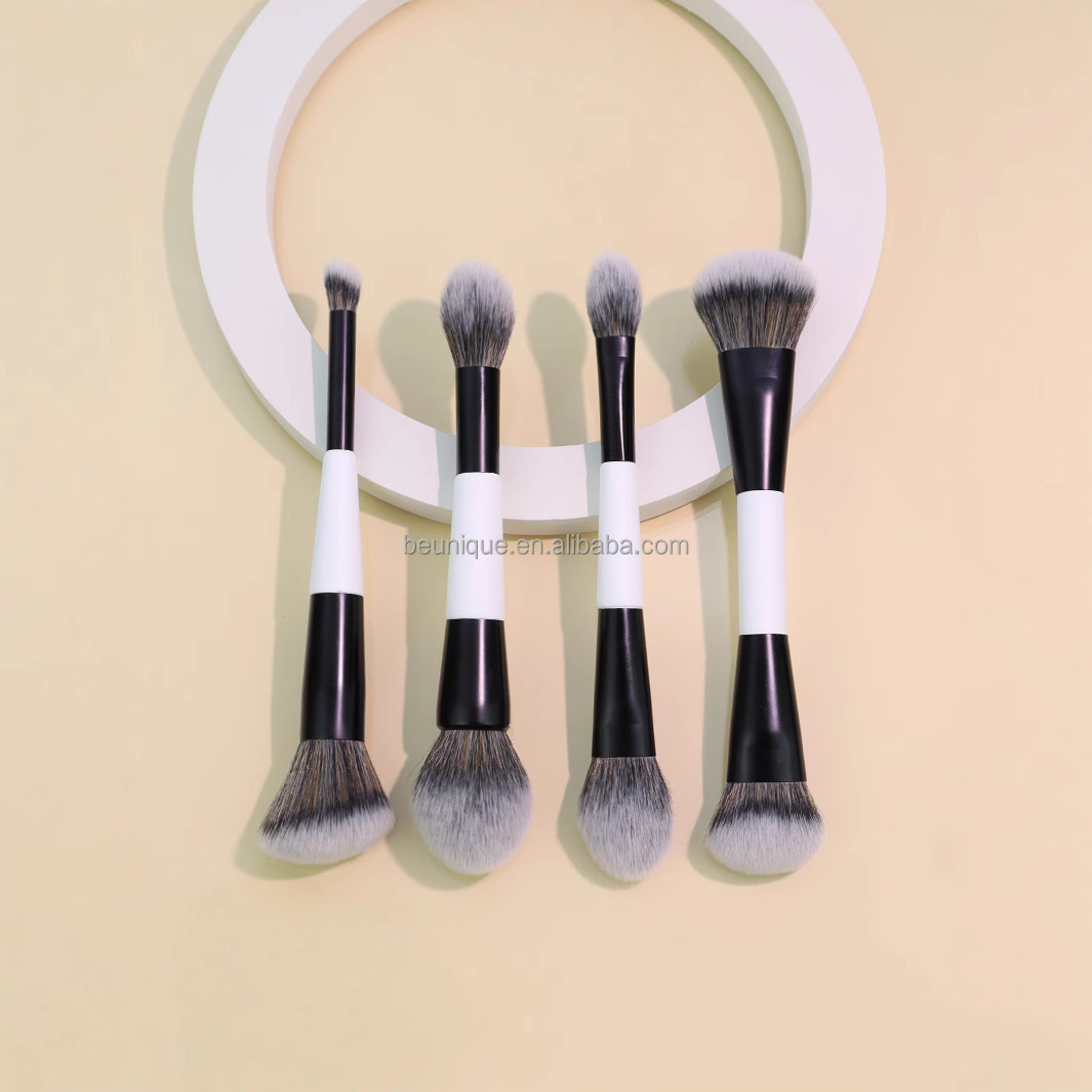 Private Label Custom Logo 4pcs Dual Contour Foundation Makeup Brushes Blush Makeup Cosmetic Powder Foundation Makeup Brush Set