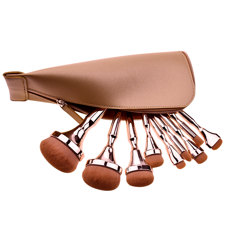 Most Popular in Professional Makeup Brush Set 9pcs Luxury Slim Waist Foundation Contour Rose Gold Makeup Brush Set
