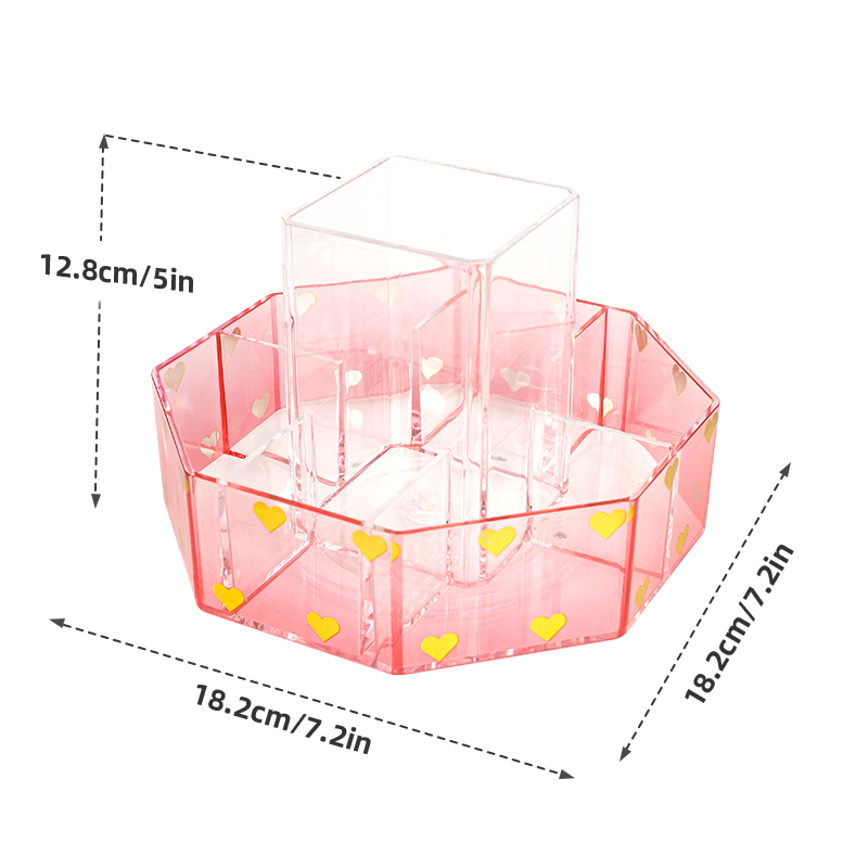360° Rotating Makeup Brush Holder Organizer 7 Slot Cup Cosmetic Nail Polish Art Supply Bathroom Vanity Desktop Injection