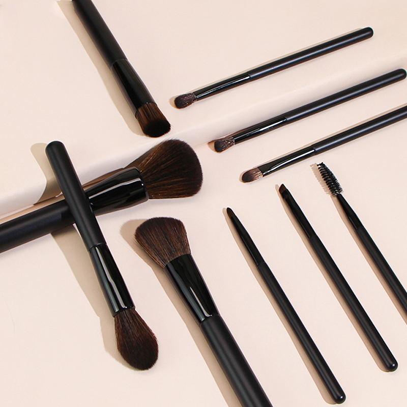 Professional Maquillaje Black Make up Brush Set 10pcs Synthetic Kabuki Foundation Blending Makeup Brush Kit