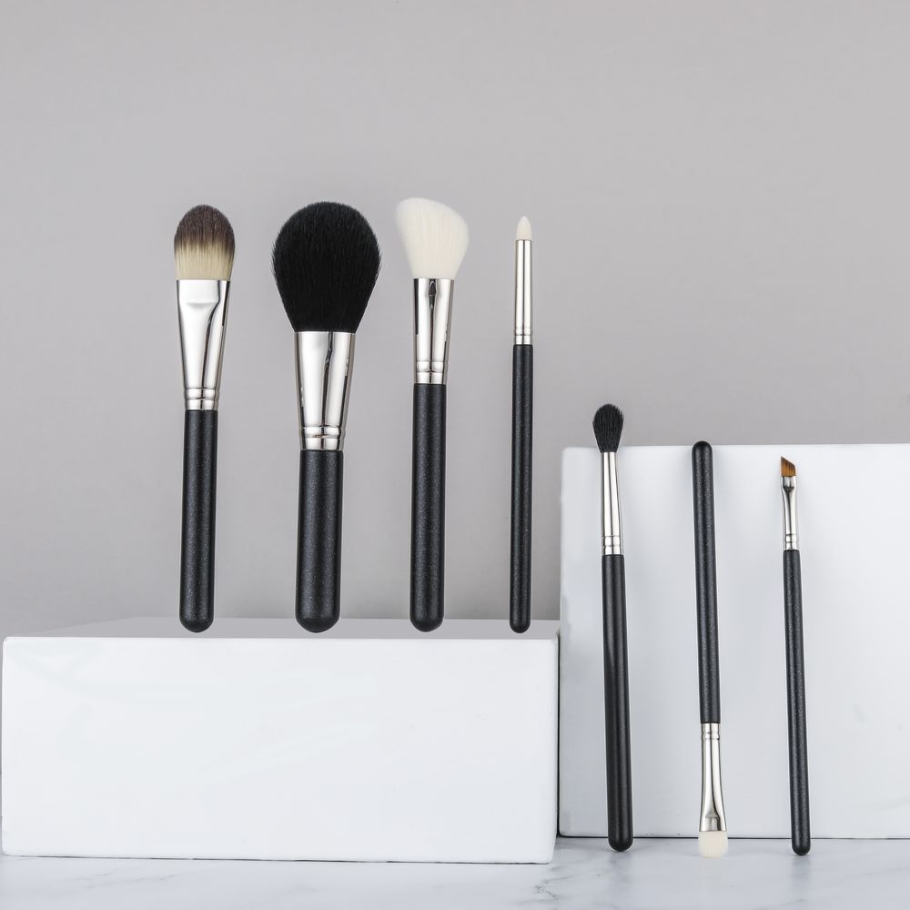 Gracedo Professional Maquillaje Black Make up Brush Set 7pcs Custom logo Synthetic Kabuki Foundation Blending Makeup Brush Kit