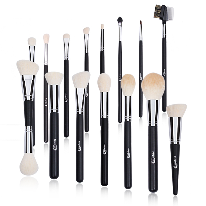 Dongshen 15pcs Makeup Brushes Custom logo Top Quality Synthetic Hair Private Label Wooden Vegan Personalised Makeup Brush Set