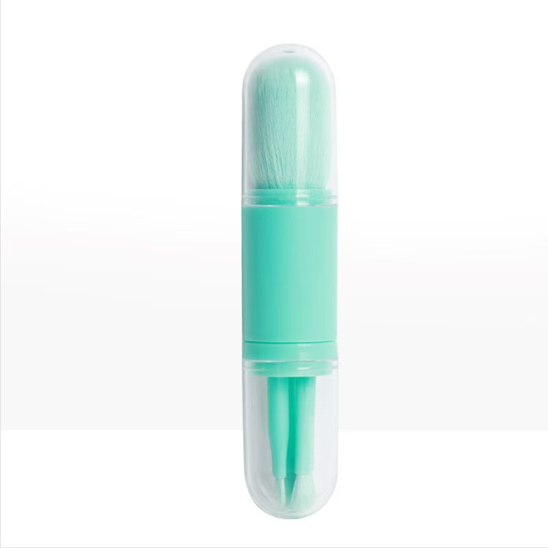 Portable 4-in-1 Soft Synthetic Hair Mini Makeup Brush Set Blush Eyeshadow Lip Concealer for Face Application Travel-Friendly
