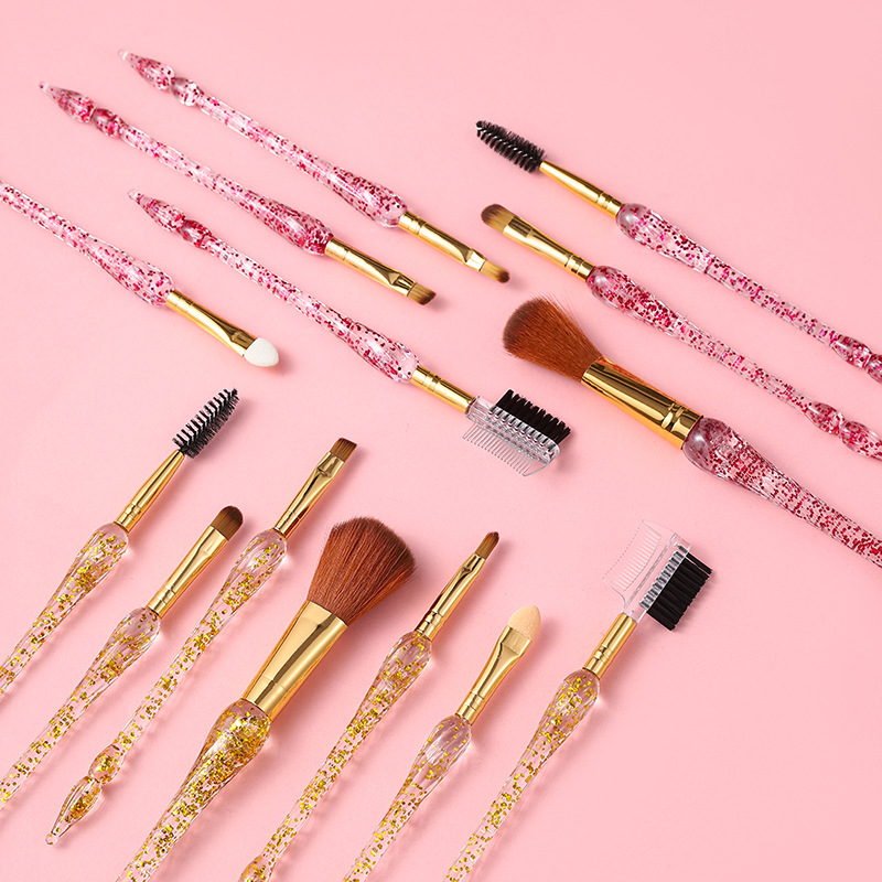 5/7 Glitter Crystal Makeup Brush Set Synthetic Hair Angular Blush Makeup Brush Set