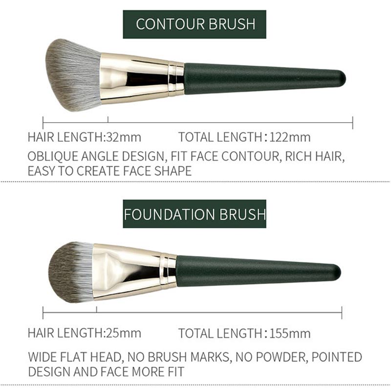 Private Label 14pcs Green Wooden Handle Cosmetic Makeup Brush Kits Natural Hair Vegan Makeup Brushes Set