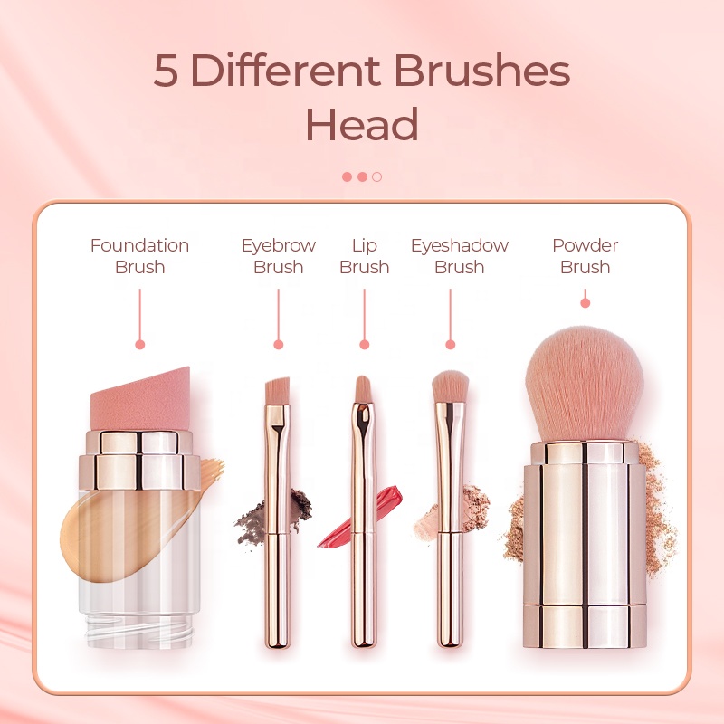 New Style for Travel Double Side Makeup Brushes Retractable 5 in 1 Mini Makeup Brush Set