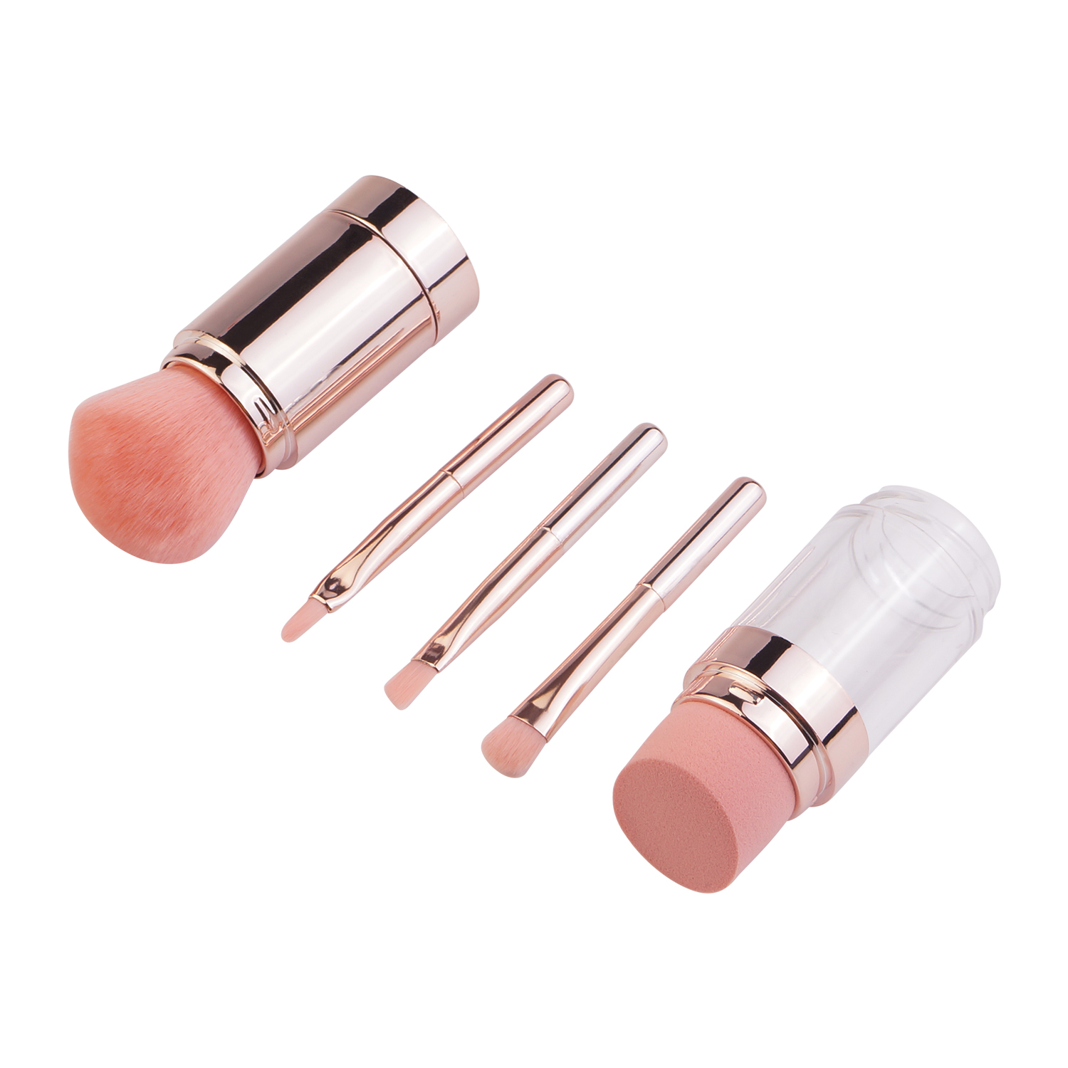 Hot Sale 5 in 1 Makeup Brushes Set Travel Portable Makeup Brush Set for Foundation Blush Eyeshadow Lipstick Eyebrow