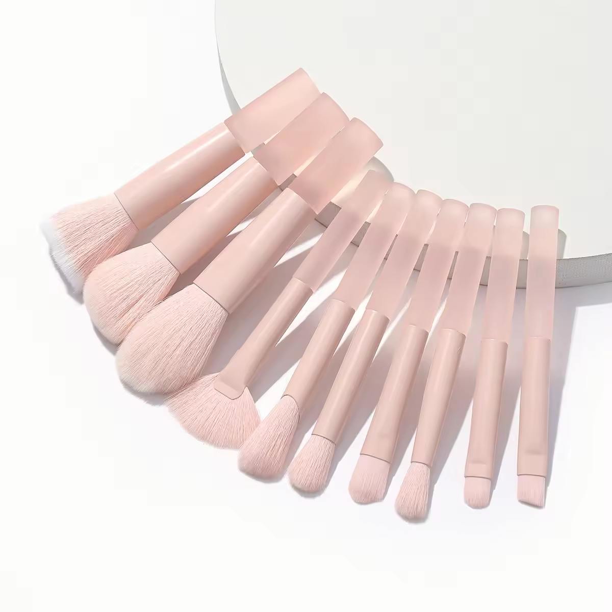 DailyQueen 10 Pcs Mini pink Oriental Cherry Travel Fibre Makeup Brush Portable Cosmetic Makeup Foundation Brush Set