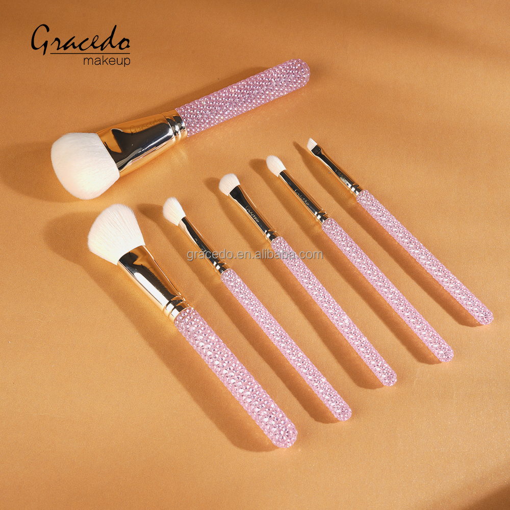 Factory New Arrival 6pcs Synthetic Hair Zircon Makeup Brushes Hand Inlaid Luxury Face Beauty Tools Preferred Beauty Brand