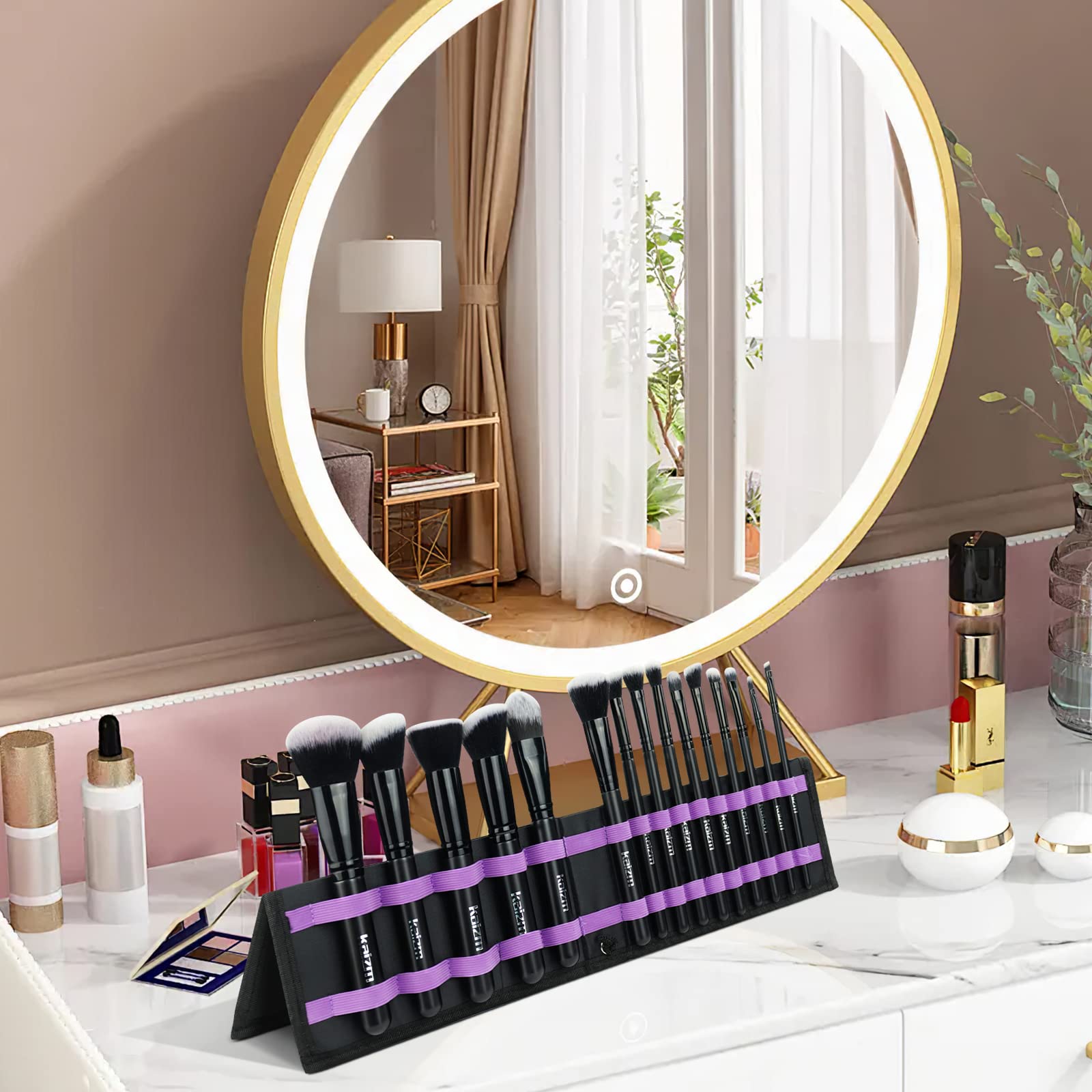 Customize 15 Pieces Cosmetic Brush Kit Portable Foundation Kabuki Brush Eyeshadow Concealer Lash Blush Makeup Brush Set