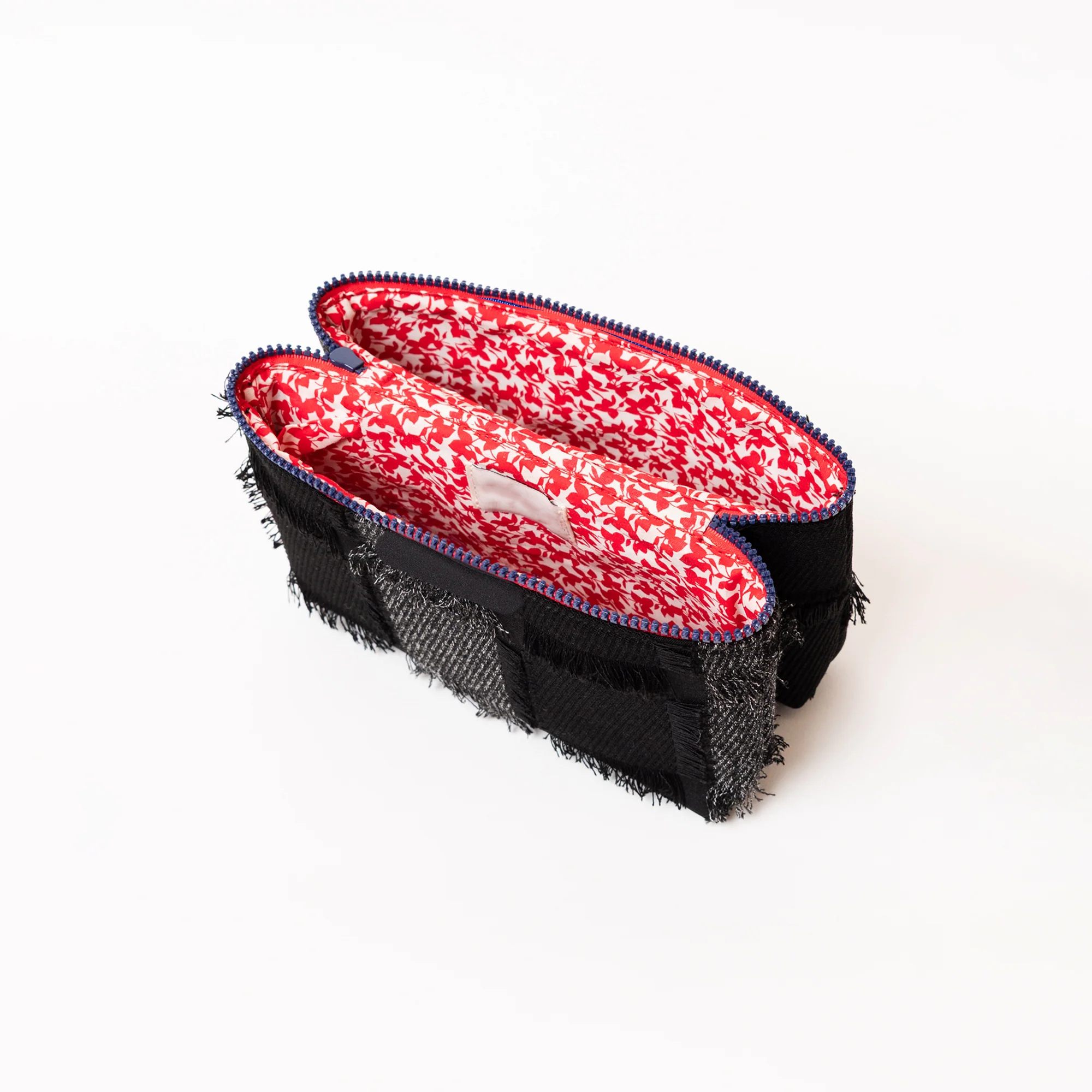 Custom Folding Zipper Cosmetic Vanity Makeup Organizer Bag Travel Zebra Stripes Denim Cosmetic Makeup Brush Box Set with logo
