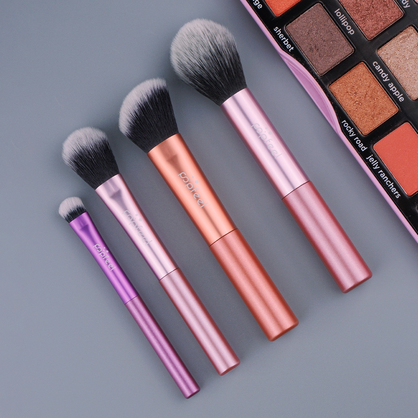 Mini 4-Piece Soft-Bristle Essential Portable Makeup Brush Set for Beginners-Eyeshadow Foundation Angled Contouring Brushes (Eye