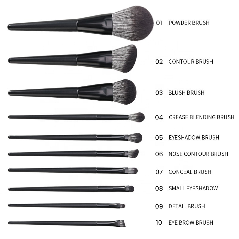 10 Pieces Makeup Brush Set High Quality Classic Black Full Face Professional Makeup Brushes Factory Produce Fast Shipping