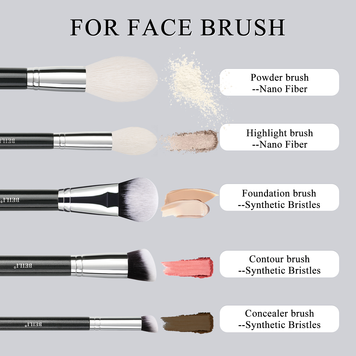 Wholesale Customize Luxury Makeup Brushes Set 15pcs High Quality Synthetic Hair Powder Foundation &amp; Concealer Brush Set Makeup