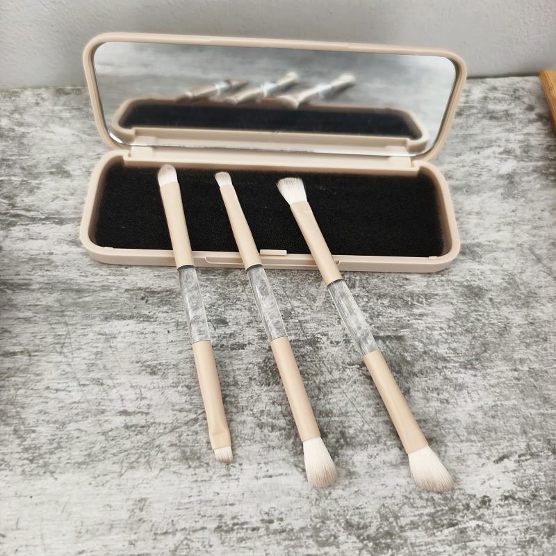 Portable Dual-Ended Boxed Makeup Brush Set Synthetic Hair Concealer and Contour for Face Two-in-One Use