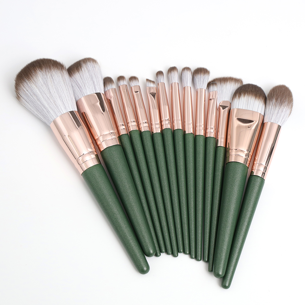 14Pcs Synthetic Hair Aluminum Wooden Tube Private Label Travel Makeup Brush Kit Professional Luxury Brush Makeup Set