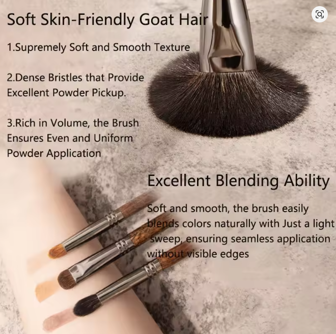 Professional Full Set 22 Pcs Goat Hair Wood Handle Makeup Brushes Set Beauty Tools Kit for Beginners
