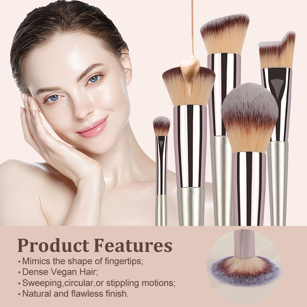 Professional 18-Piece Champagne Gold Makeup Brush Set Facial Loose Powder Blush Eye Shadow Concealer Blending Brush Makeup Tools