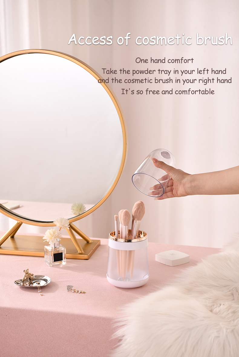 Custom New Design Plastic Makeup Organizer Storage Multifunctional Makeup Brushes Set with pink Cup Holder