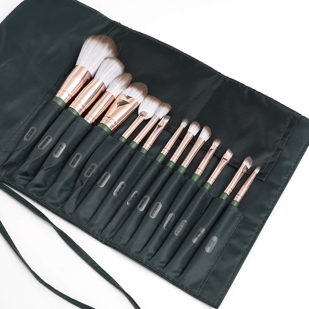 14Pcs Synthetic Hair Aluminum Wooden Tube Private Label Travel Makeup Brush Kit Professional Luxury Brush Makeup Set