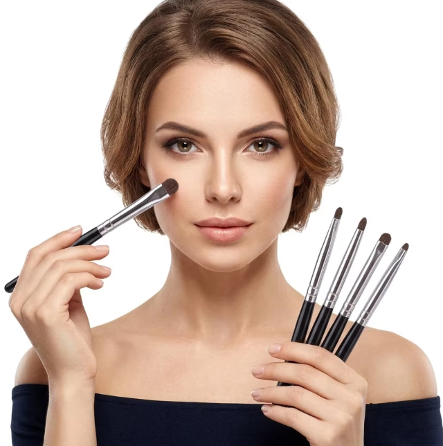 4-Piece Natural Hair High Quality Eye Shadow &amp; Concealer Makeup Brush Set with Plastic Handle for Travel