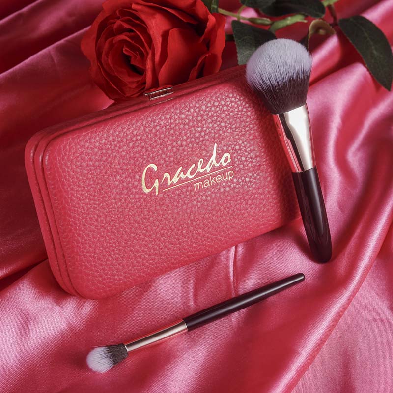 Travel Design Simple Customized Portable Private Label Mini Makeup Brush Set With Pink Makeup Brush Box Case Cosmetics Pouch
