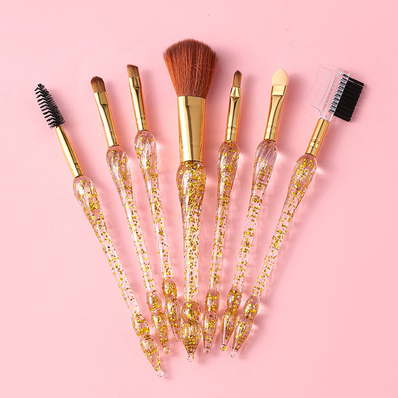 5/7 Glitter Crystal Makeup Brush Set Synthetic Hair Angular Blush Makeup Brush Set