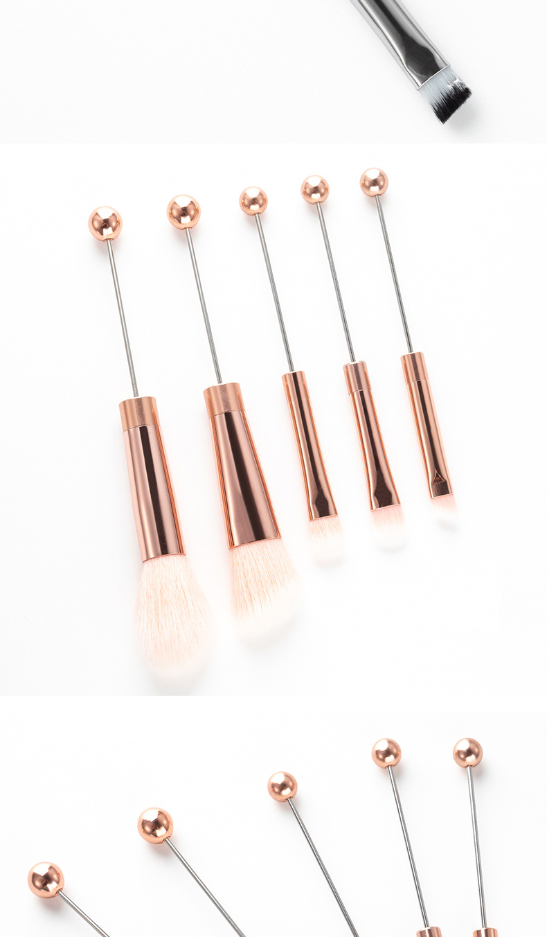 10-Piece Beadable Eye Makeup Brush Kit with Metal Handle and Nylon Bristles