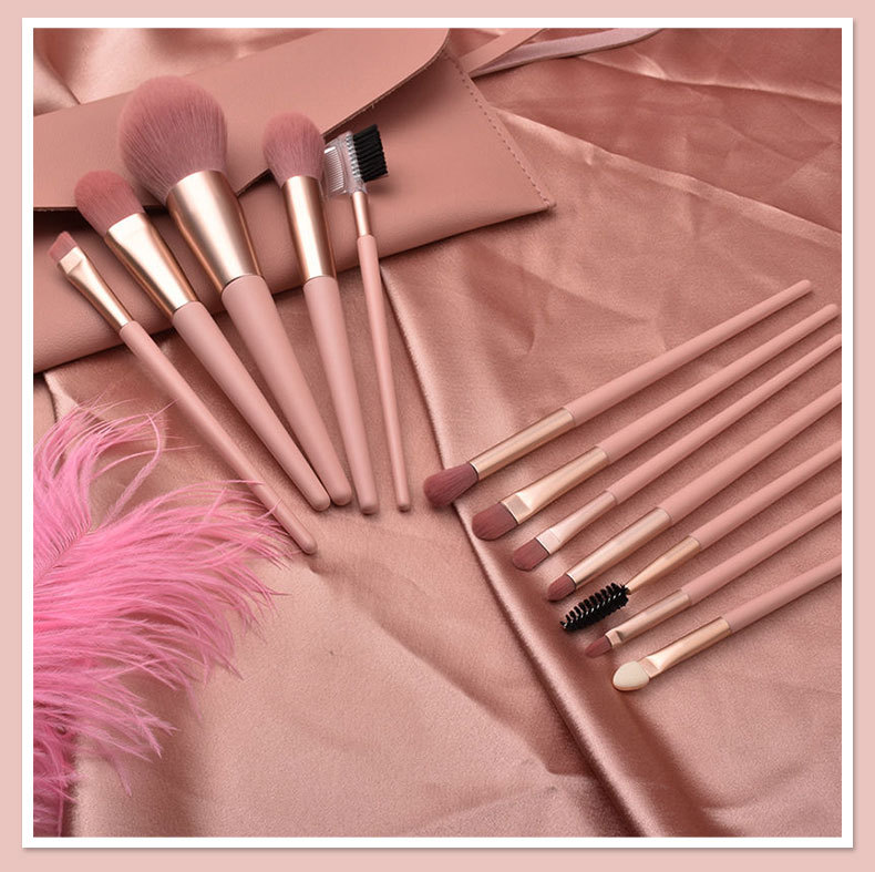 12-Piece Pink Makeup Brush Set Soft Loose Powder Foundation Brushes Beginner-Friendly Eye Shadow Beauty Makeup Tools