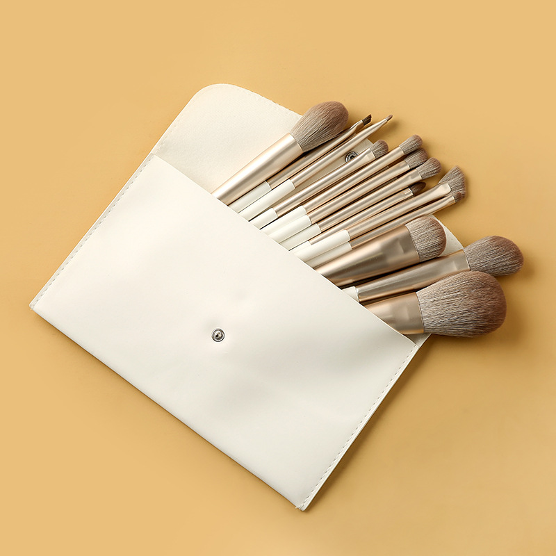 13 Pcs Premium Cosmetic Brushes Kit White Make up Portable Travel Makeup Brush Set With 13 Piece PU Bag