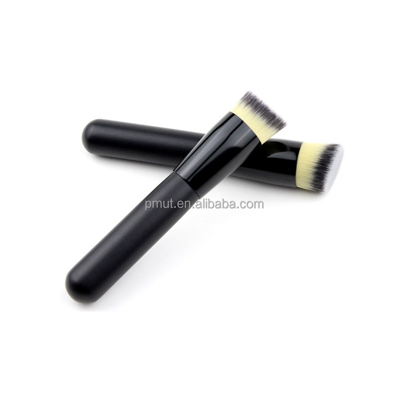2pcs Flat Dense Synthetic Angled Kabuki Foundation Brush Set for Liquid Cream Powder Makeup Blending Face Use