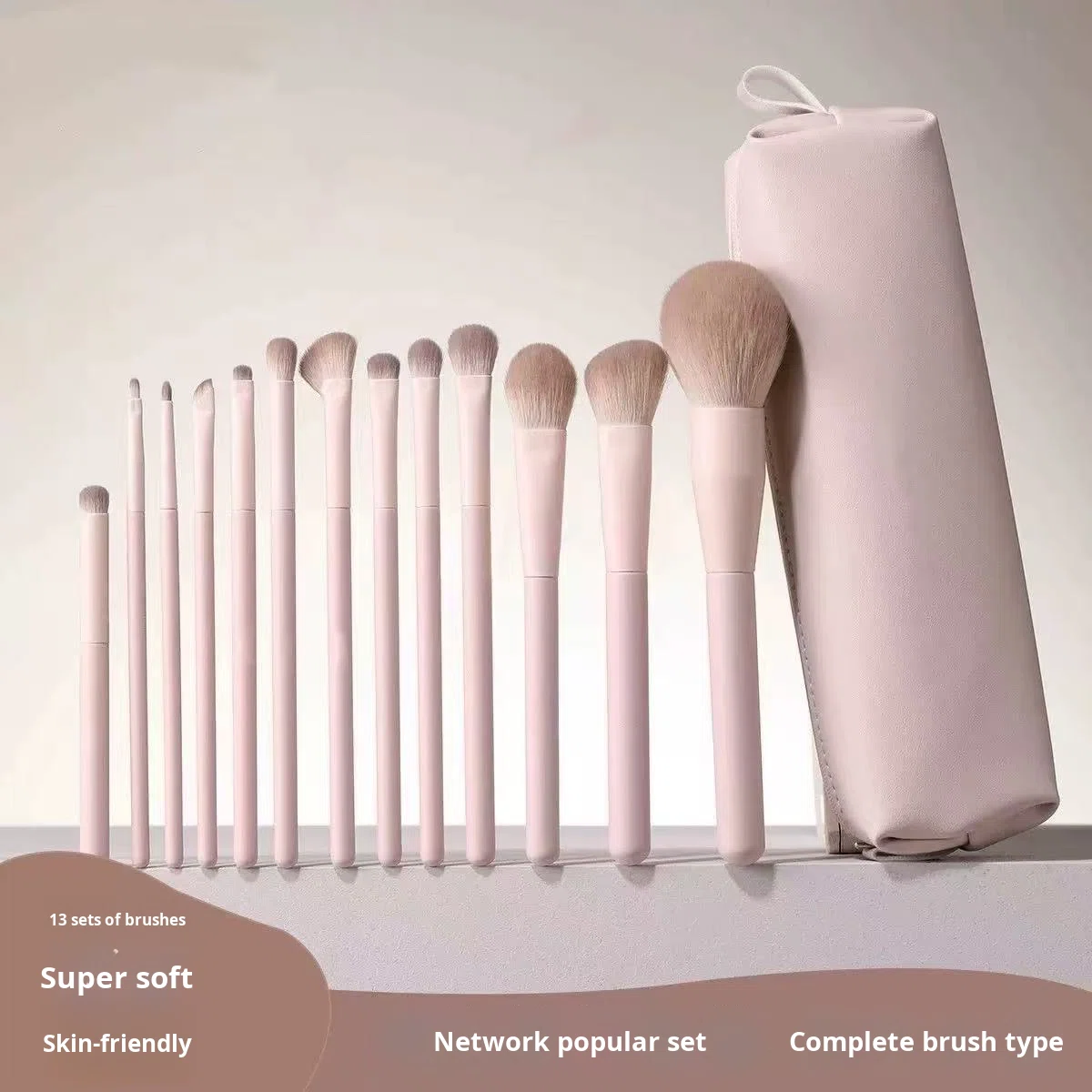 New Peach Blossom Makeup Brush Set 18pcs, Eye Shadow Blush Contouring Blending Brush Kit for Beginners, Full Brush Collection