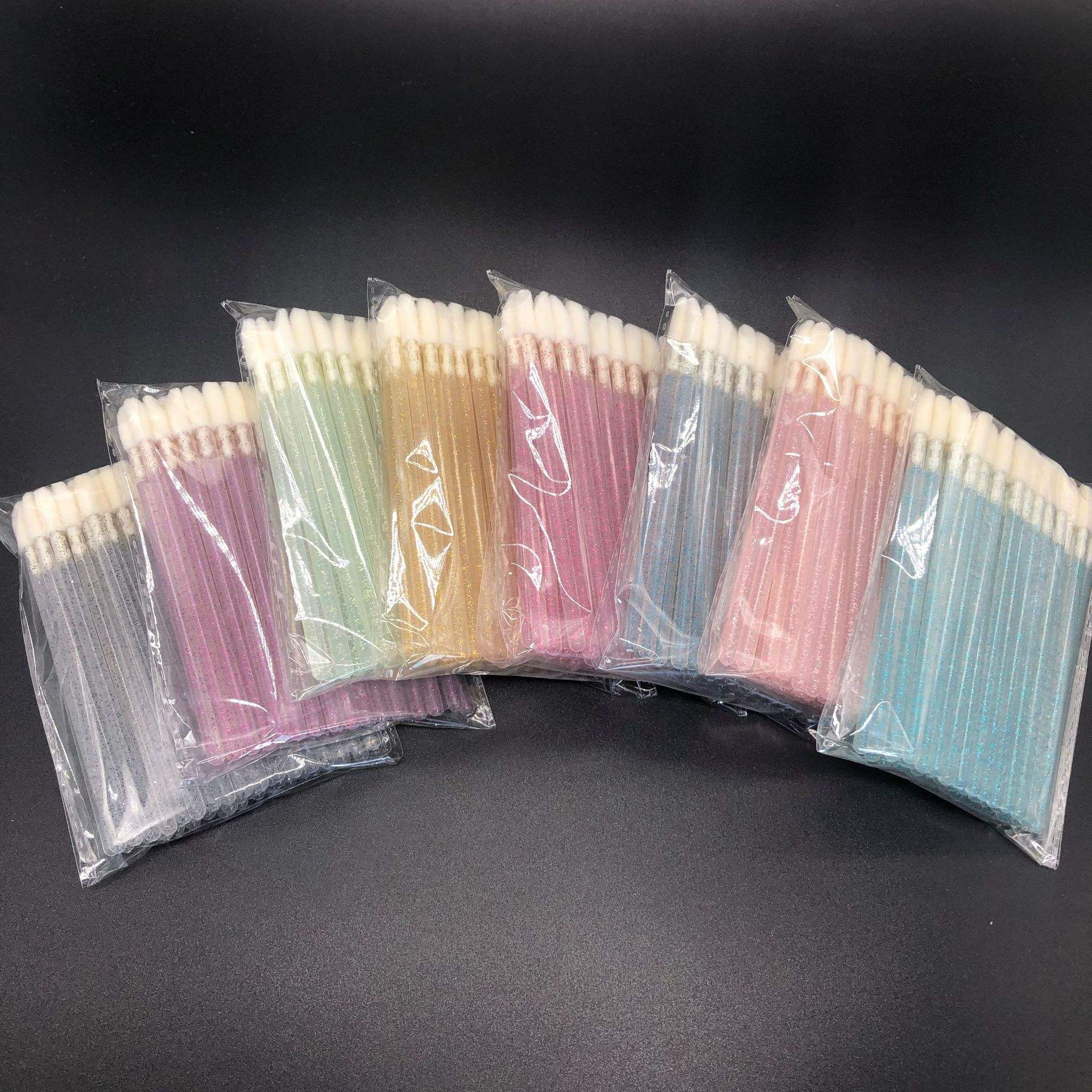 Wholesale Disposable Pink Lip Glitter Applicator Wands Brushes Nylon Bristles Eco-Friendly Makeup Lint Free Eyelash Application