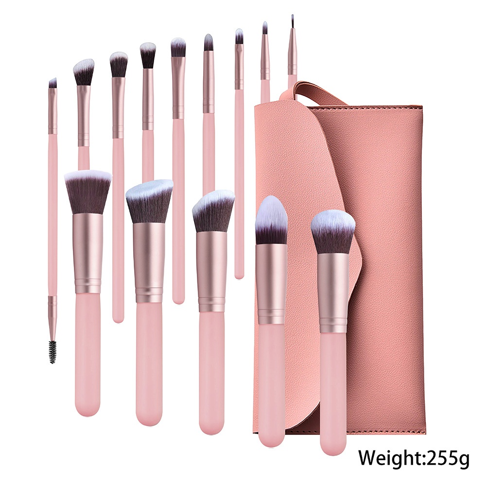 High Quality 14pcs Synthetic Hair Wood Handle Pink Make up Brushes Custom Private Label Makeup Brush Set