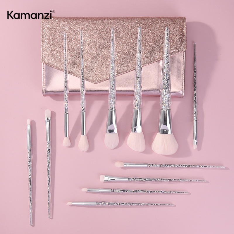 12-Piece Custom Logo Makeup Brush Set with Kabuki Powder &amp; Foundation Blending Synthetic Animal Hair Brushes for Face Use