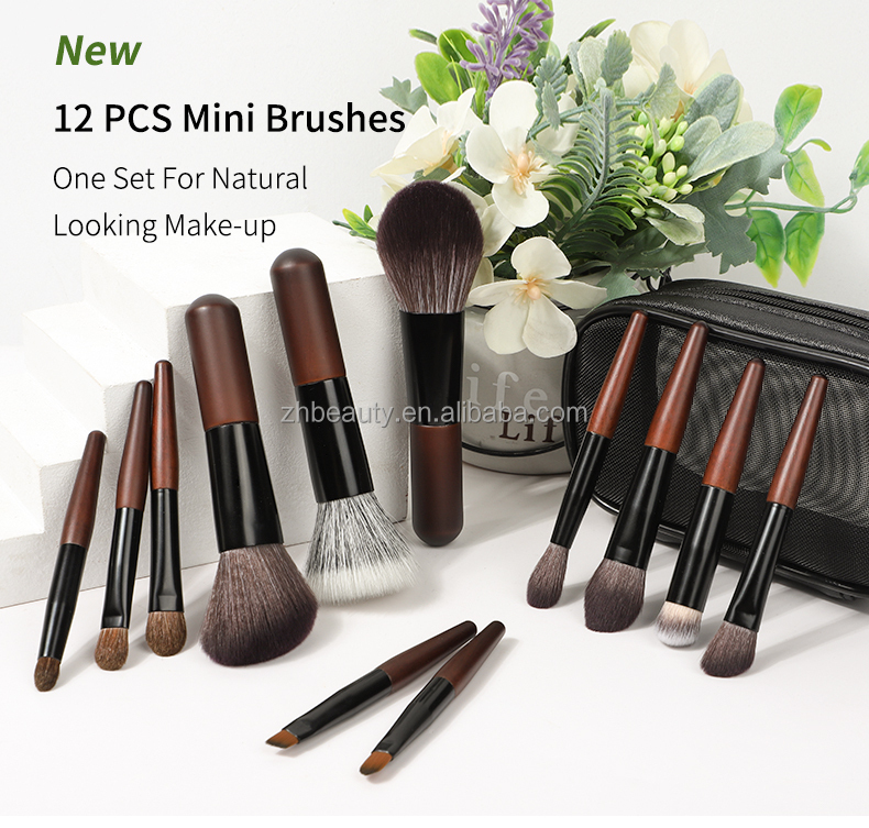 Goat Hair Wholesale Natural Hair Luxury Makeup With Logo Mini Travel Luxury Professional Makeup Brush Set With Custom Logo