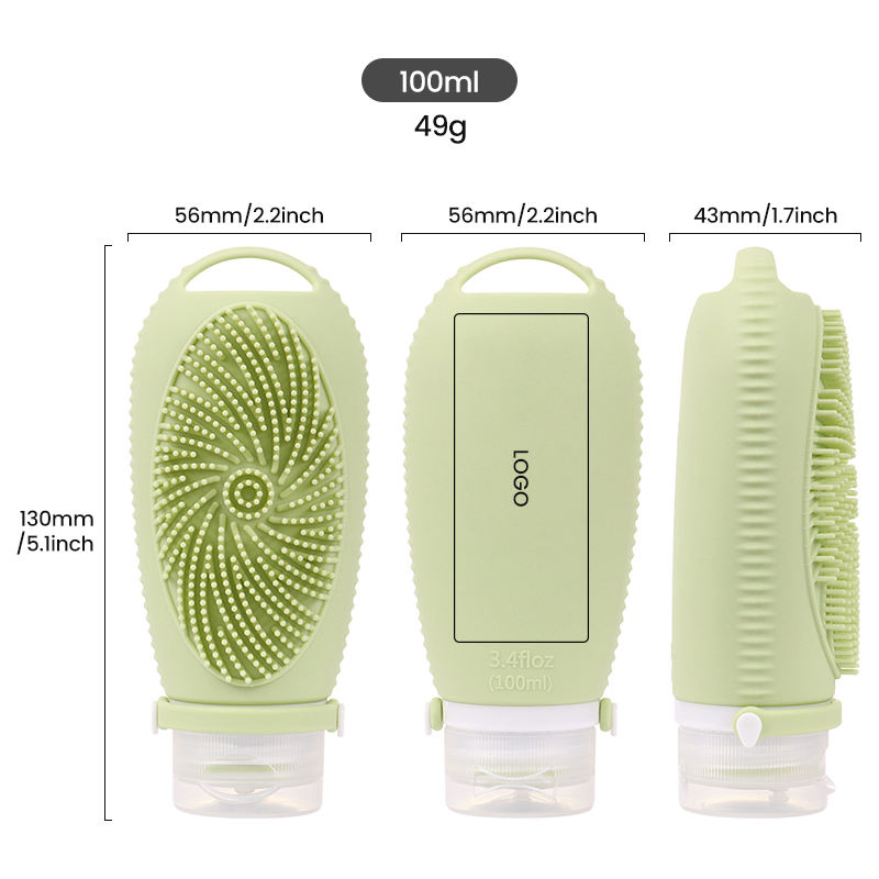 Luxury Brush-Shaped Custom Portable 100ml 4 in 1 Package Leakproof Empty Silicone Cosmetic Reusable Travel Shampoo Bottle Set