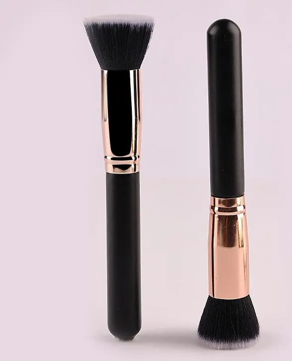 Custom Logo Single Black Dome/Oblique Density Single Hybrid Makeup Concealer Brush Private Label