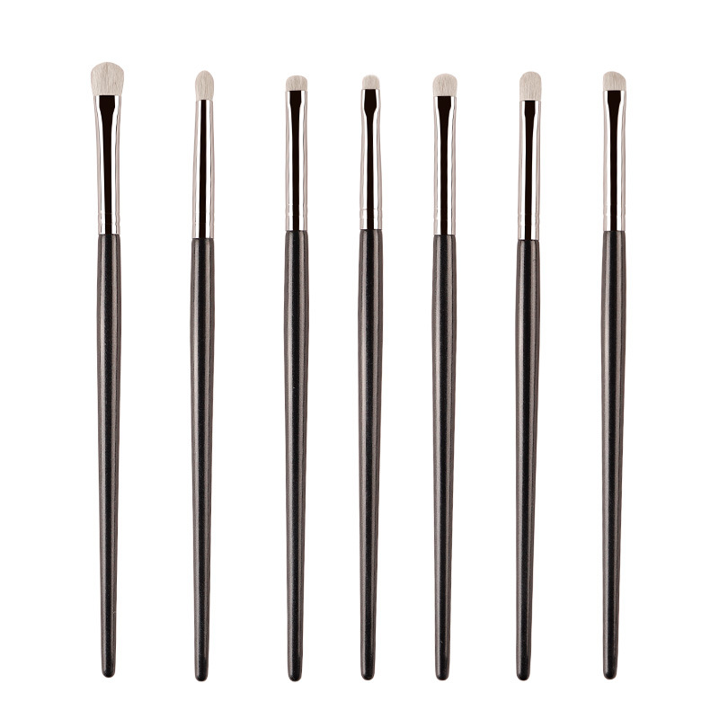 Cangzhou Seven-Piece Wooden Handle Pony Hair Eye Shadow and Eyeliner Makeup Brush Set with Sleeping Silkworm Brush