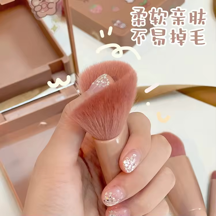 Portable Fiber Hair 5 PCS Cosmetic Brush Multi Functional Storage Box with Makeup Mirror Makeup Brush Set