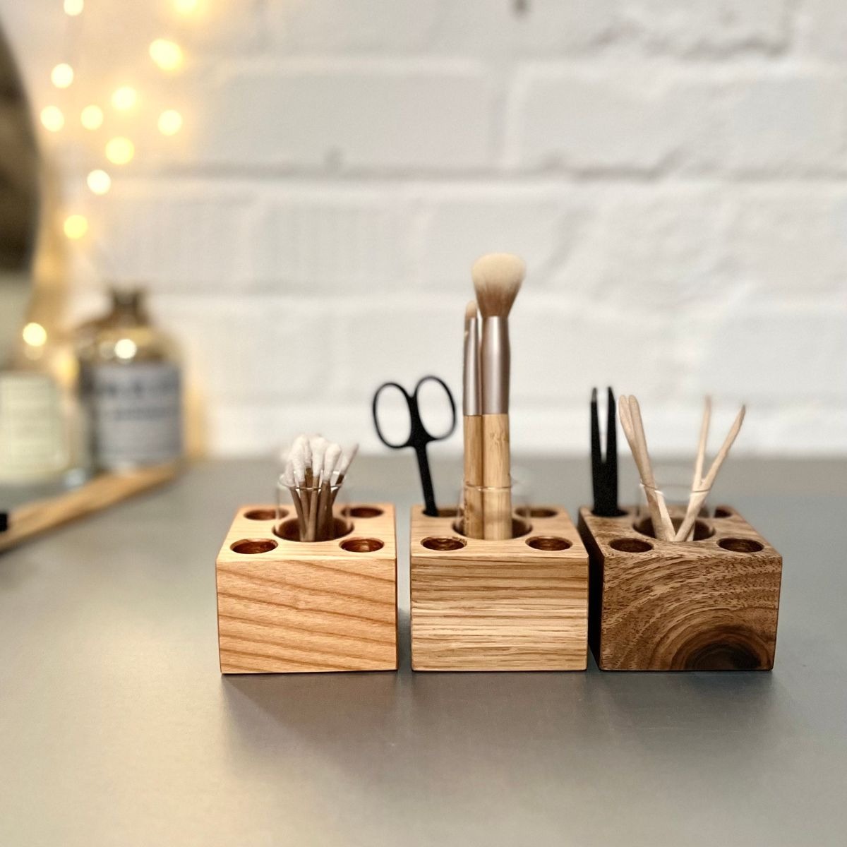 Black makeup brush holder wooden organizer beauty tools storage holder makeup brush set cosmetic organizer holder brush stand
