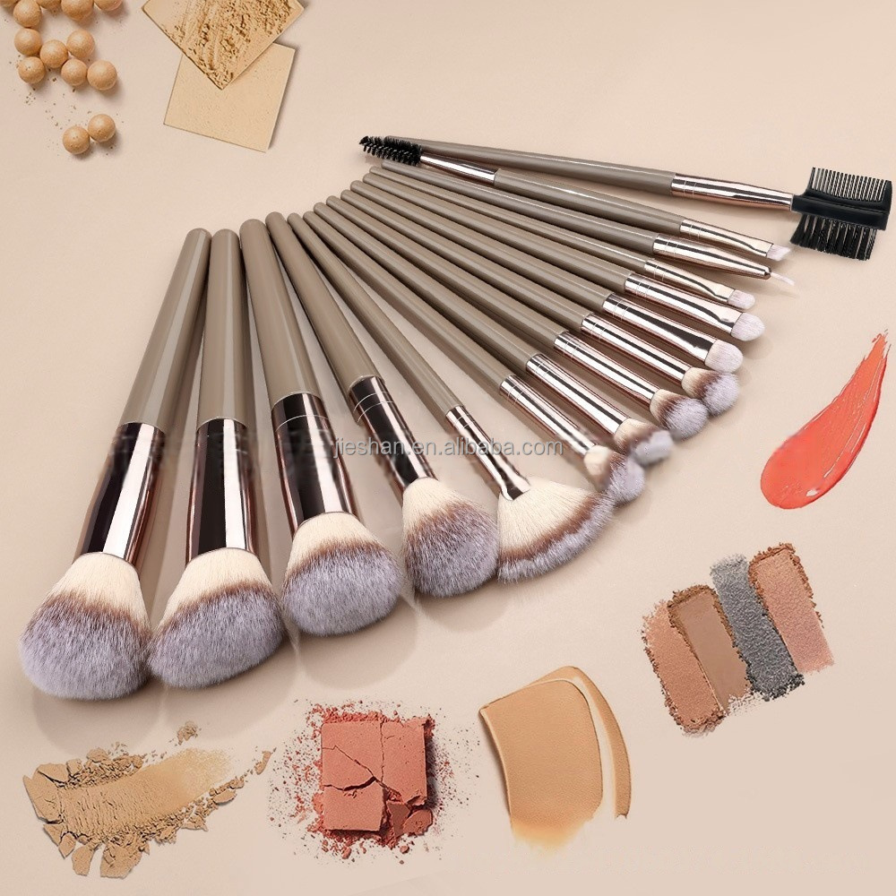 Custom Champagne Gold Makeup Brushes Set 6