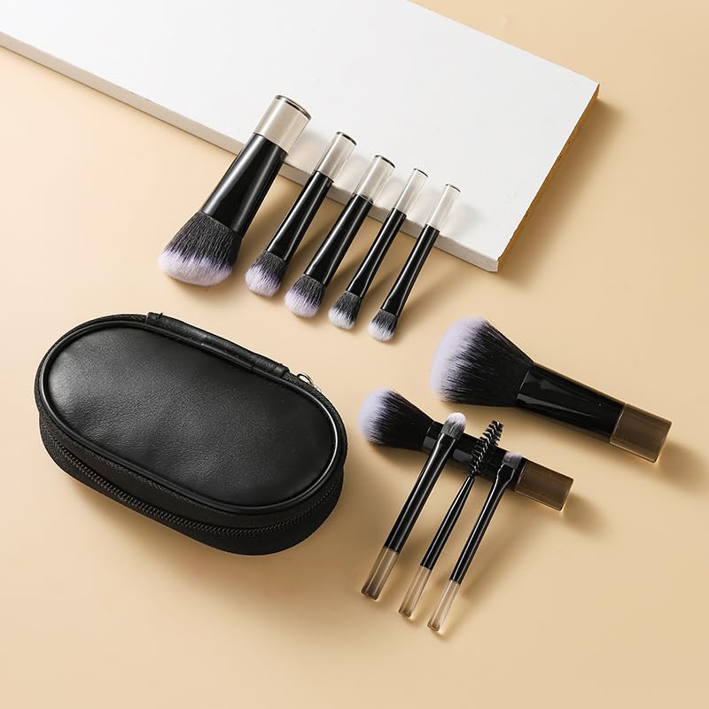 Travel Makeup Brushes Set with Bag 10pcs Mini Makeup Brush Kit Small Cosmetic Brushes for Face Foundation Blush Eye Shadow