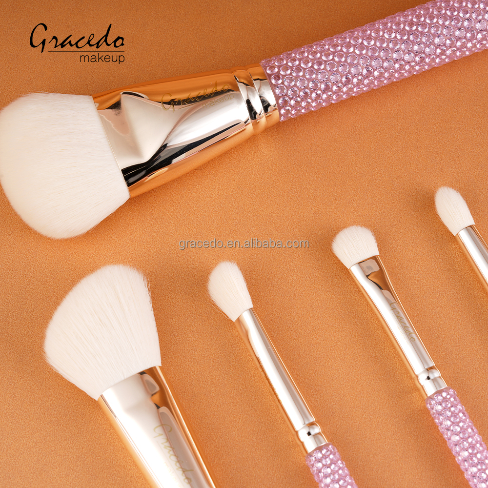 Factory New Arrival 6pcs Synthetic Hair Zircon Makeup Brushes Hand Inlaid Luxury Face Beauty Tools Preferred Beauty Brand